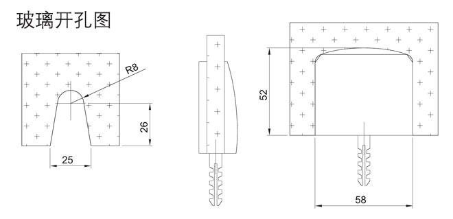 匯泰龍HF-2314-00° 玻璃連接夾開孔圖